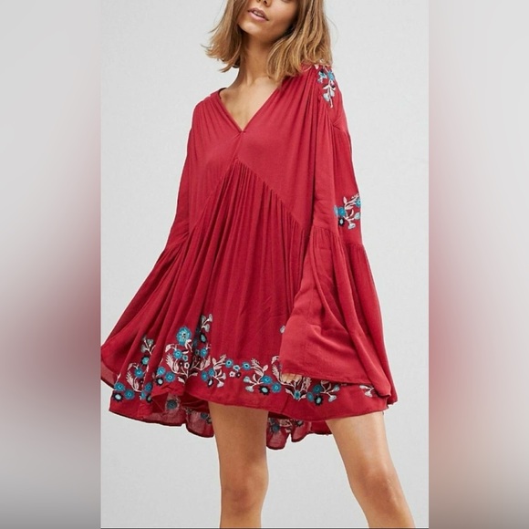 Free People Te Amo Floral Embroidered Boho Mini Dress $148 - Picture 2 of 12